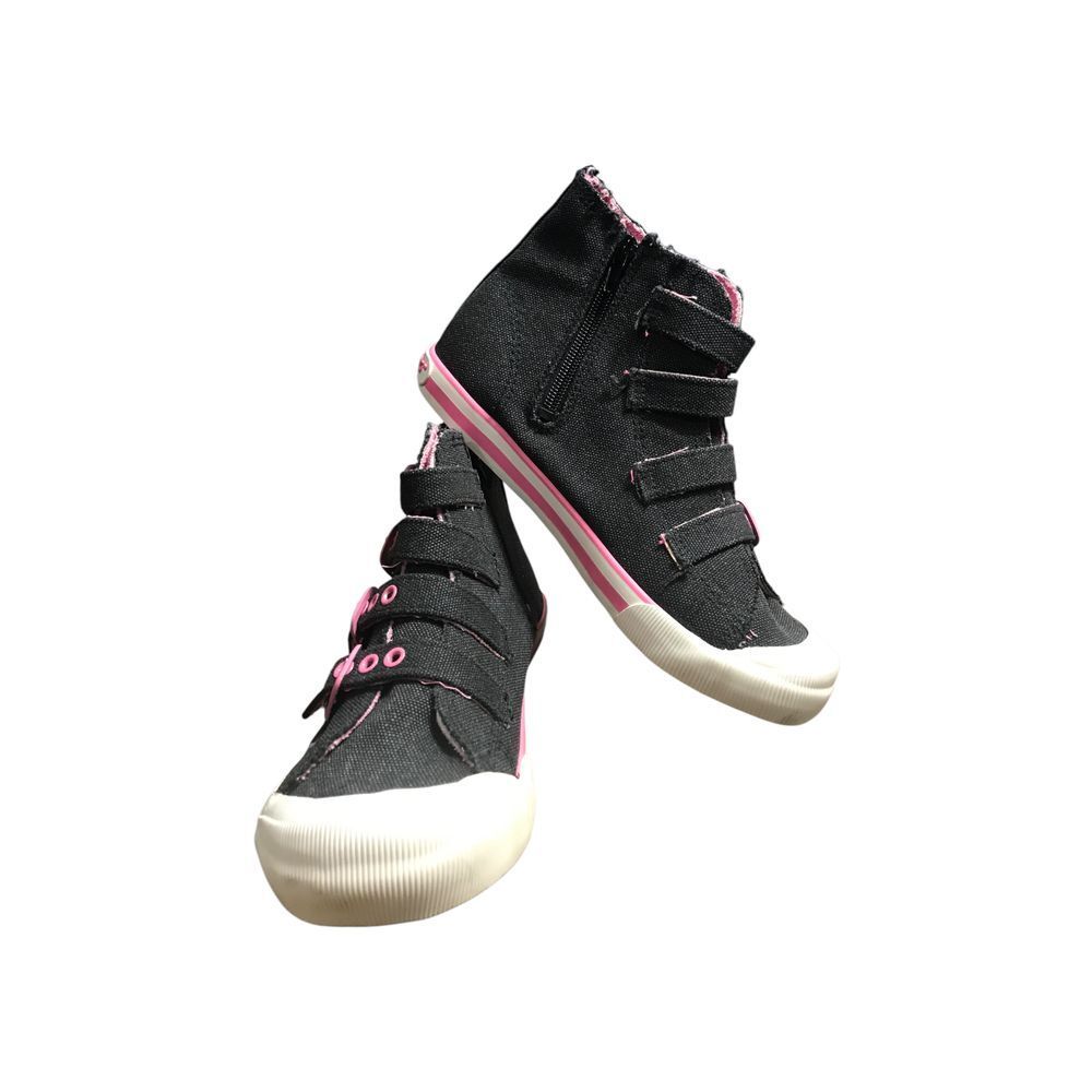 Rocket‎ dog Black Denim with Pink Accent High Top Sneakers- Kids Size 5